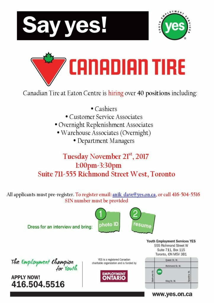 Major Hiring Event 40 Positions Available At Canadian Tire Youth 