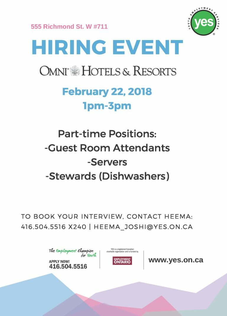 Omni Hotels & Resorts is Hiring! - Youth Employment Services YES